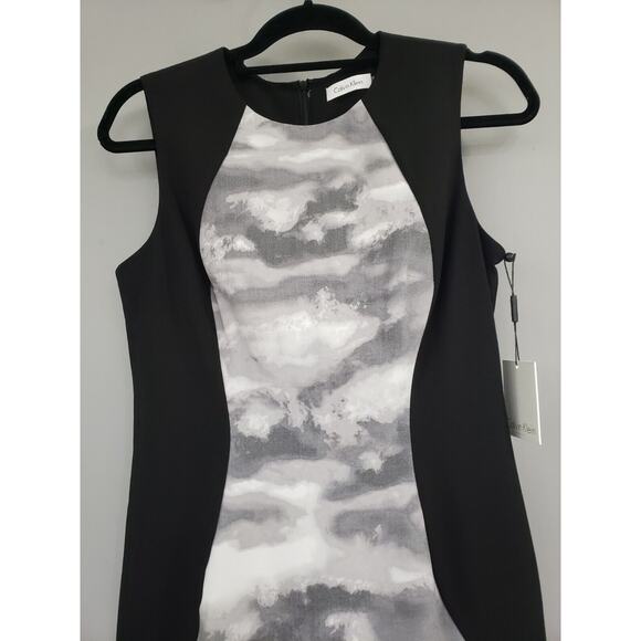 Calvin Klein Sleeveless Round Neck Cloud Tie Dye Color Block Knit‎ Dress Size 6 - Picture 3 of 7